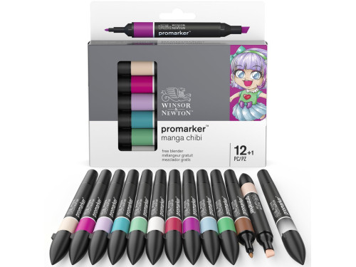 Zestaw Promarker - Winsor & Newton - Manga Chibi, 12 + 1 szt.