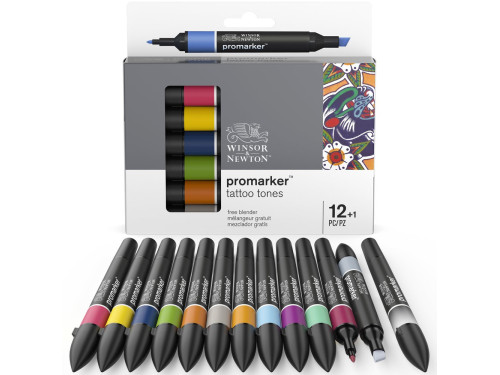 Promarker set - Winsor & Newton - Tattoo Tones, 12+1 pc.