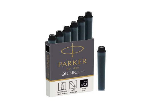 Quink washable fountain pen refills - Parker - black, 6 pcs.