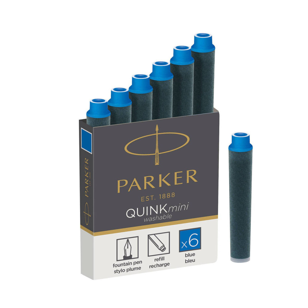 Quink washable fountain pen refills - Parker - blue, 6 pcs.