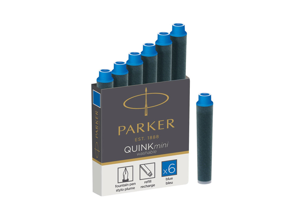 Quink washable fountain pen refills - Parker - blue, 5 pcs.