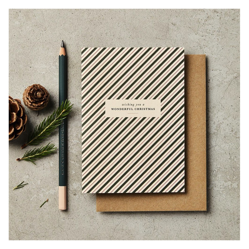 Greeting card - Katie Leamon - Christmas stripe, A6