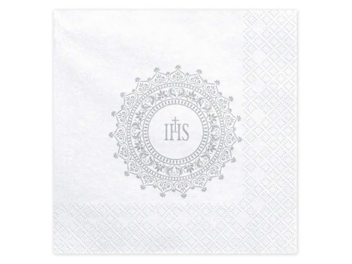 First Communion napkins IHS - white, 20 pcs.