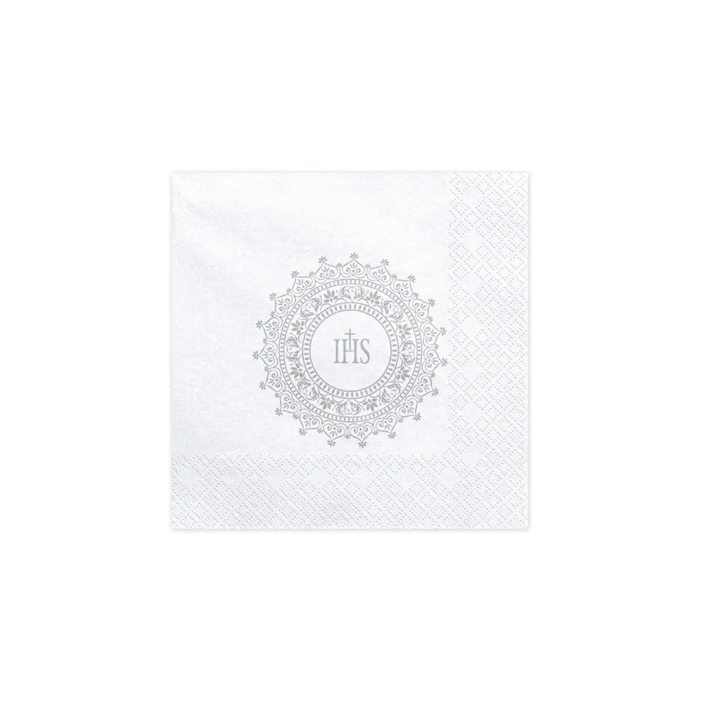 First Communion napkins IHS - white, 20 pcs.