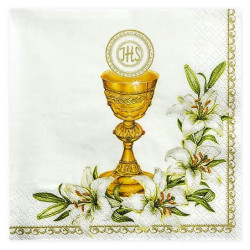 First Communion napkins Chalice - white, 20 pcs.