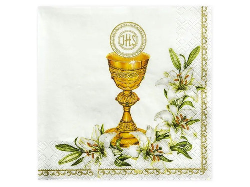 First Communion napkins Chalice - white, 20 pcs.