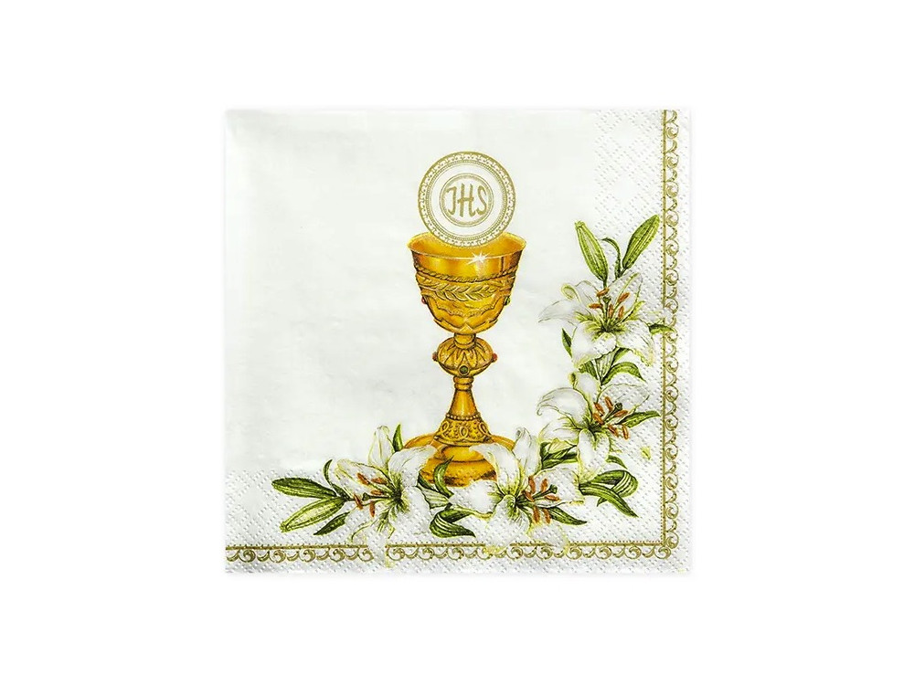 First Communion napkins Chalice - white, 20 pcs.