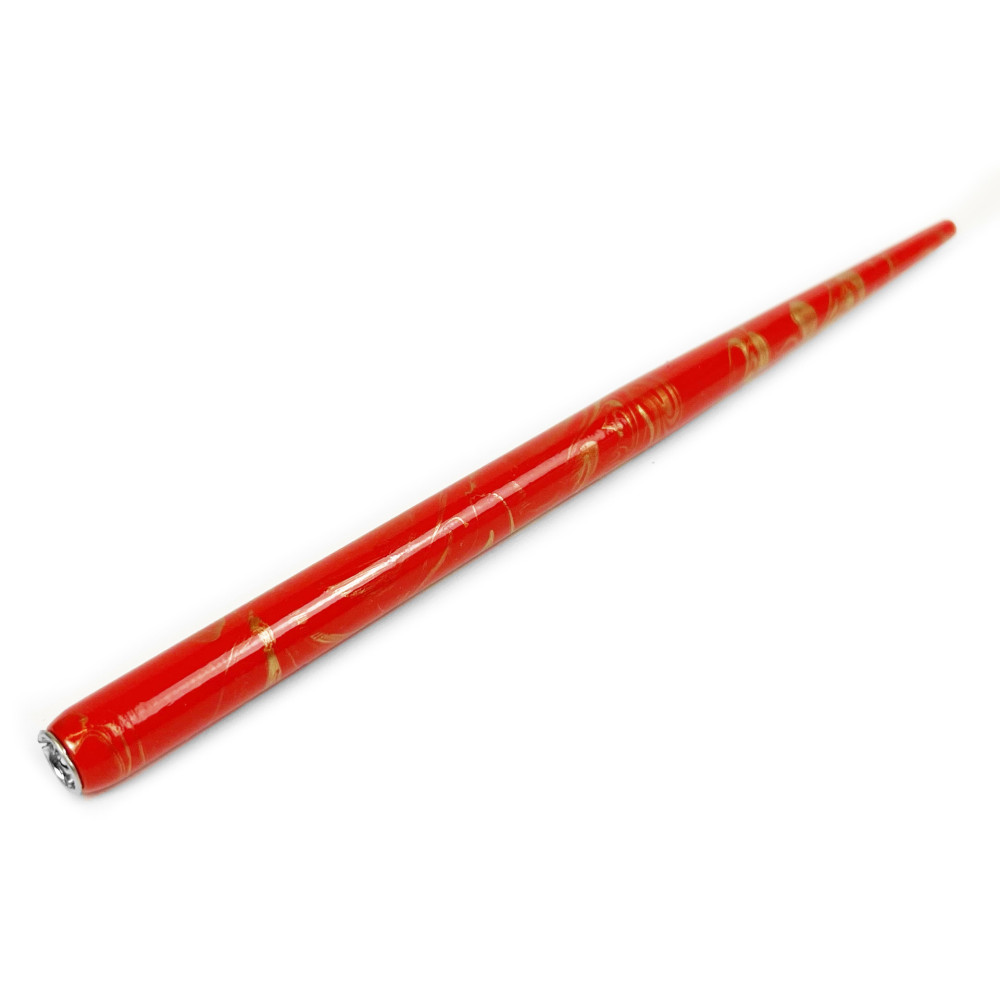 Wooden pen holder for calligraphy - straight, red and gold, 17 cm