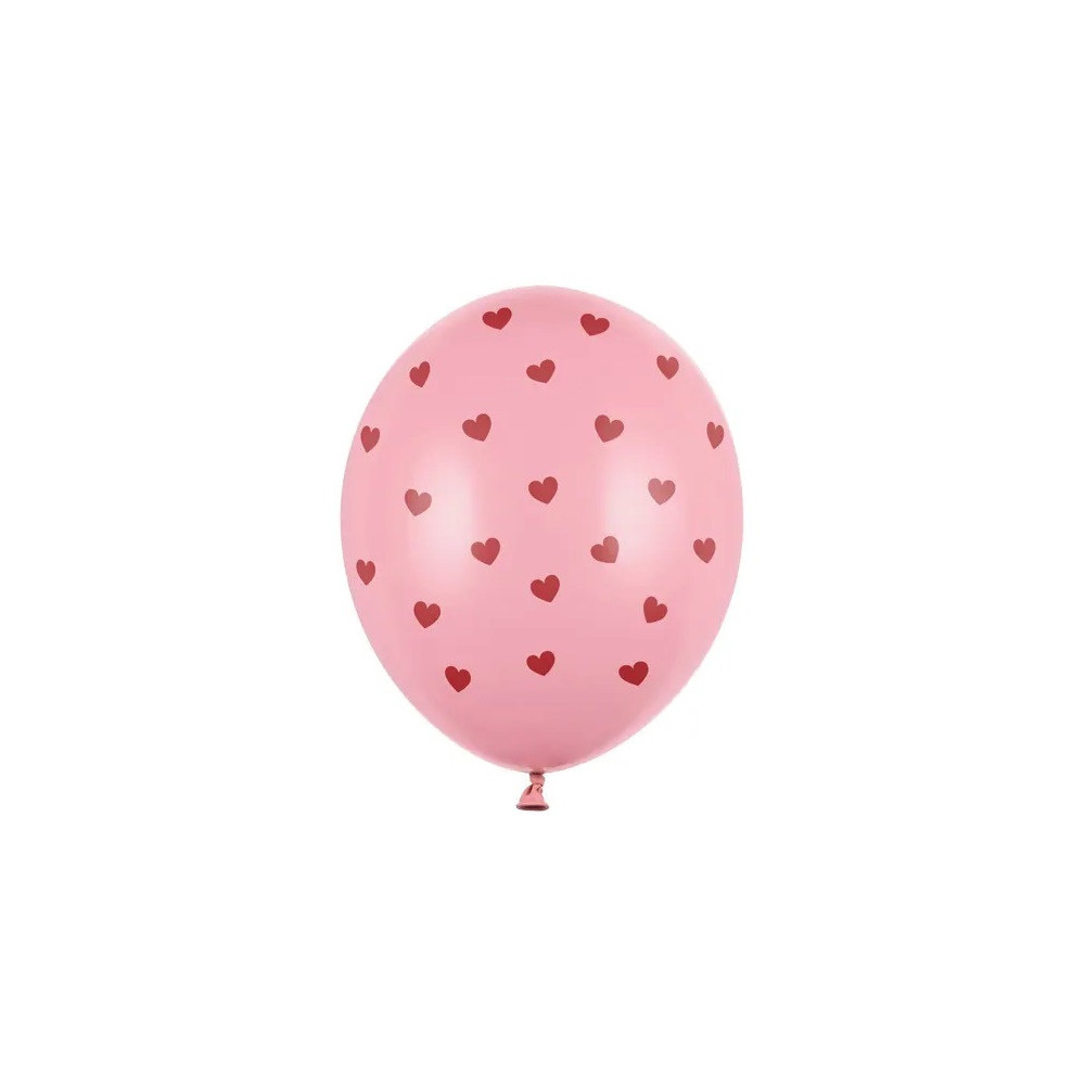 Balony lateksowe, Serca - różowe, 30 cm, 6 szt.