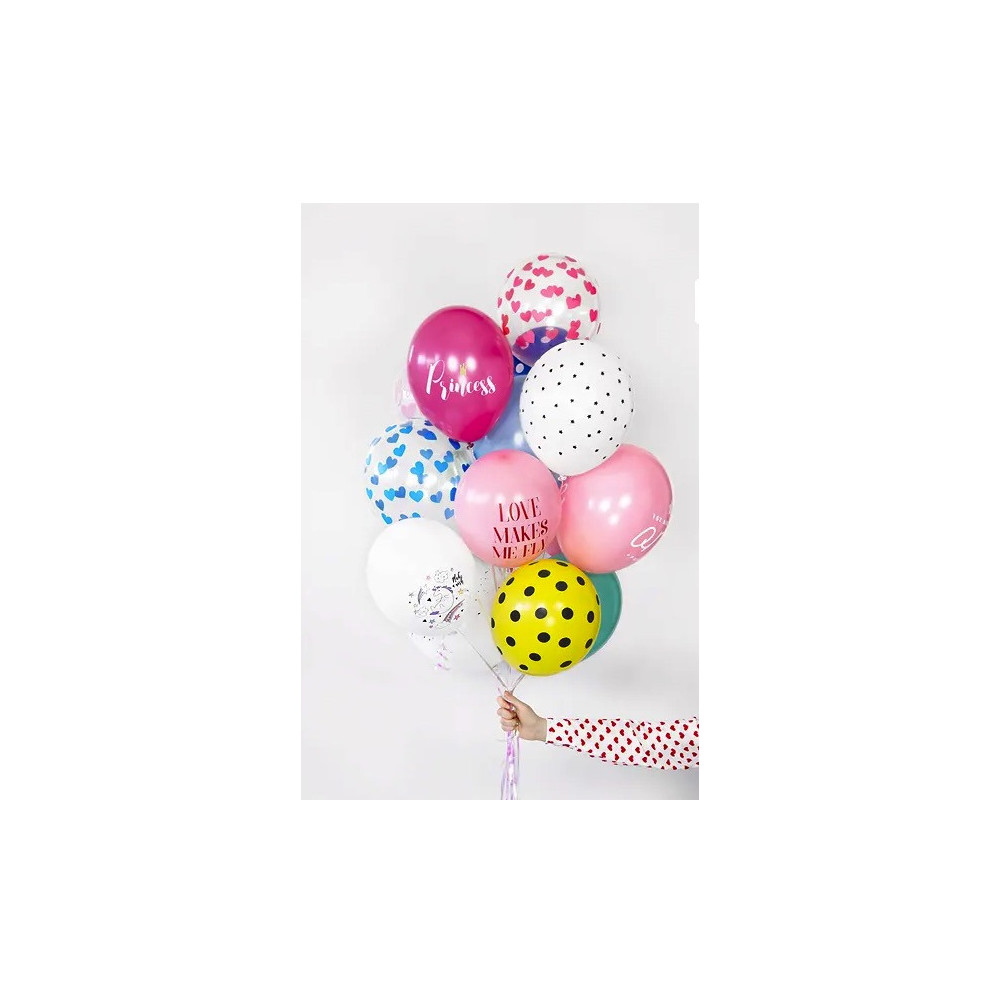 Latex balloon, Hearts - crystal clear, 30 cm, 6 pcs.