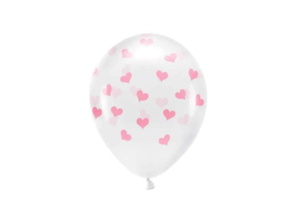 Balony lateksowe Eco, Serca - transparentne, 30 cm, 10 szt.