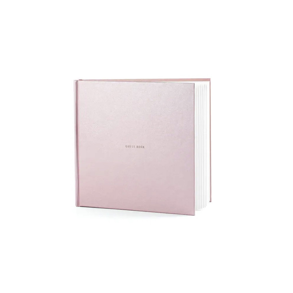 Księga gości, Guest Book - perłowy róż, 20,5 x 20,5 cm, 60 kartek
