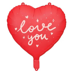 Foil balloon Heart, Love You - red, 35 cm