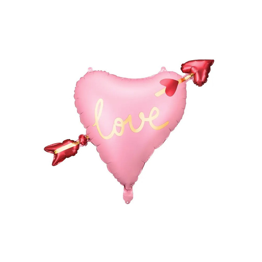 Foil balloon Heart with arrow, Love - pink, 76 x 55 cm