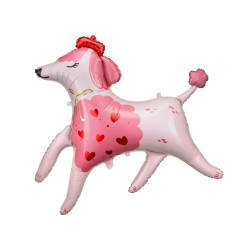 Foil balloon, Poodle - pink, 119 x 108 cm