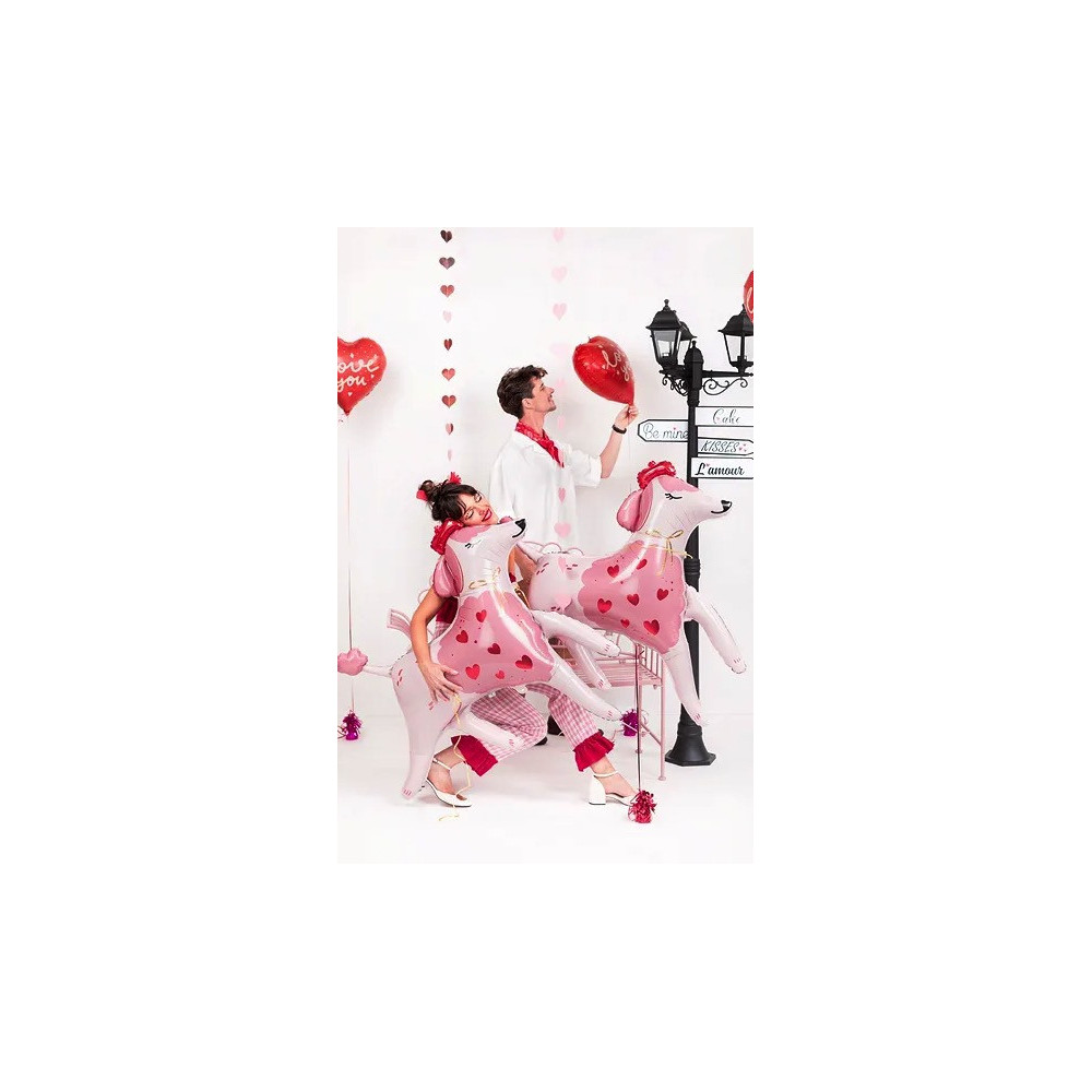 Balon foliowy, Pudel - różowy, 119 x 108 cm