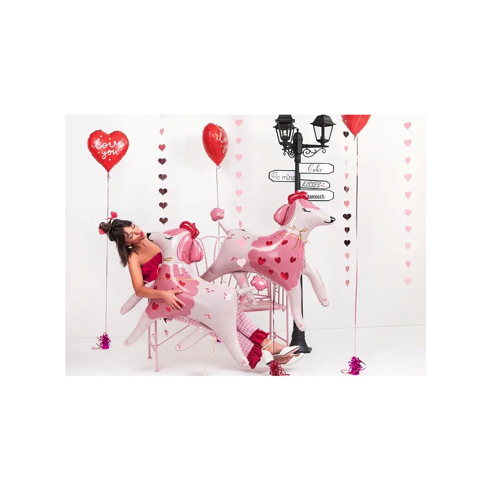 Foil balloon, Poodle - pink, 119 x 108 cm