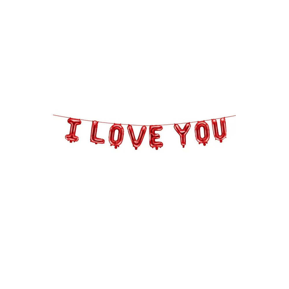 Balon foliowy girlanda, I Love You - czerwony, 260 x 40 cm