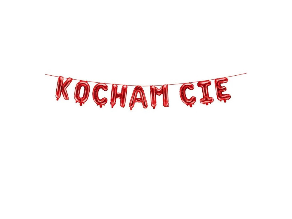 Foil balloon garland, Kocham Cię - red, 285 x 40 cm