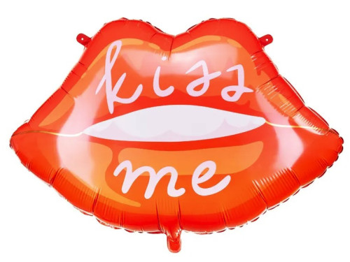 Foil balloon Lips, Kiss Me - red, 86,5 x 65 cm