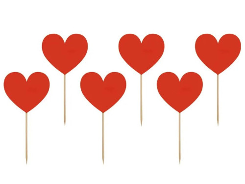 Toppery do muffinek Be My Valentine, Serca - czerwone, 6 szt.