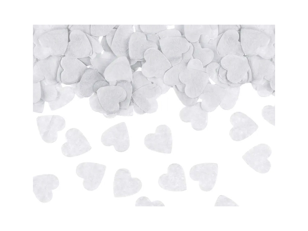 Konfetti papierowe, Serca - białe, 1,6 x 1,6 cm, 15 g