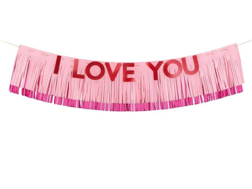 Banner, I Love You - pink, 30 x 150 cm