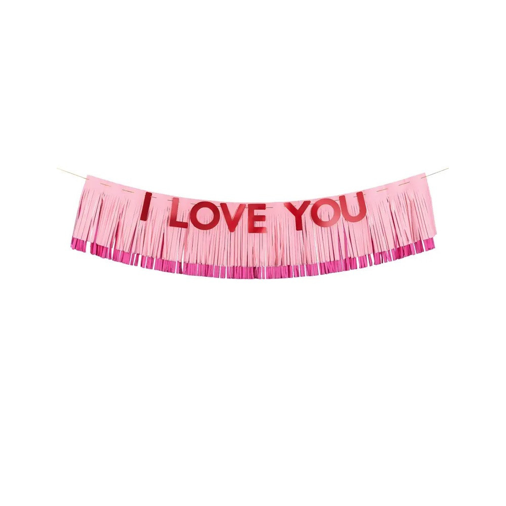 Banner, I Love You - pink, 30 x 150 cm