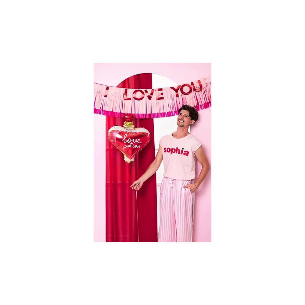 Girlanda, I Love You - różowa, 30 x 150 cm