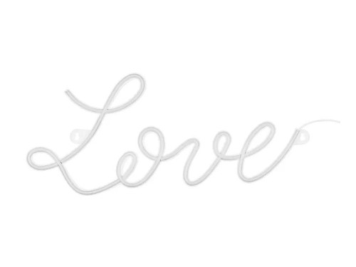 Neon LED, napis Love - biały, barwa ciepła, 61 x 27,4 cm
