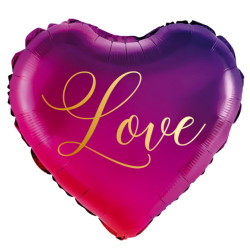 Balon foliowy Serce, Love - różowy ombre, 35 cm