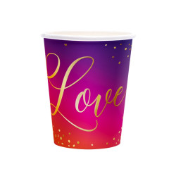 Paper cups Love - ombre, 220 ml, 6 pcs.