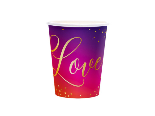 Kubeczki papierowe Love - ombre, 220 ml, 6 szt.