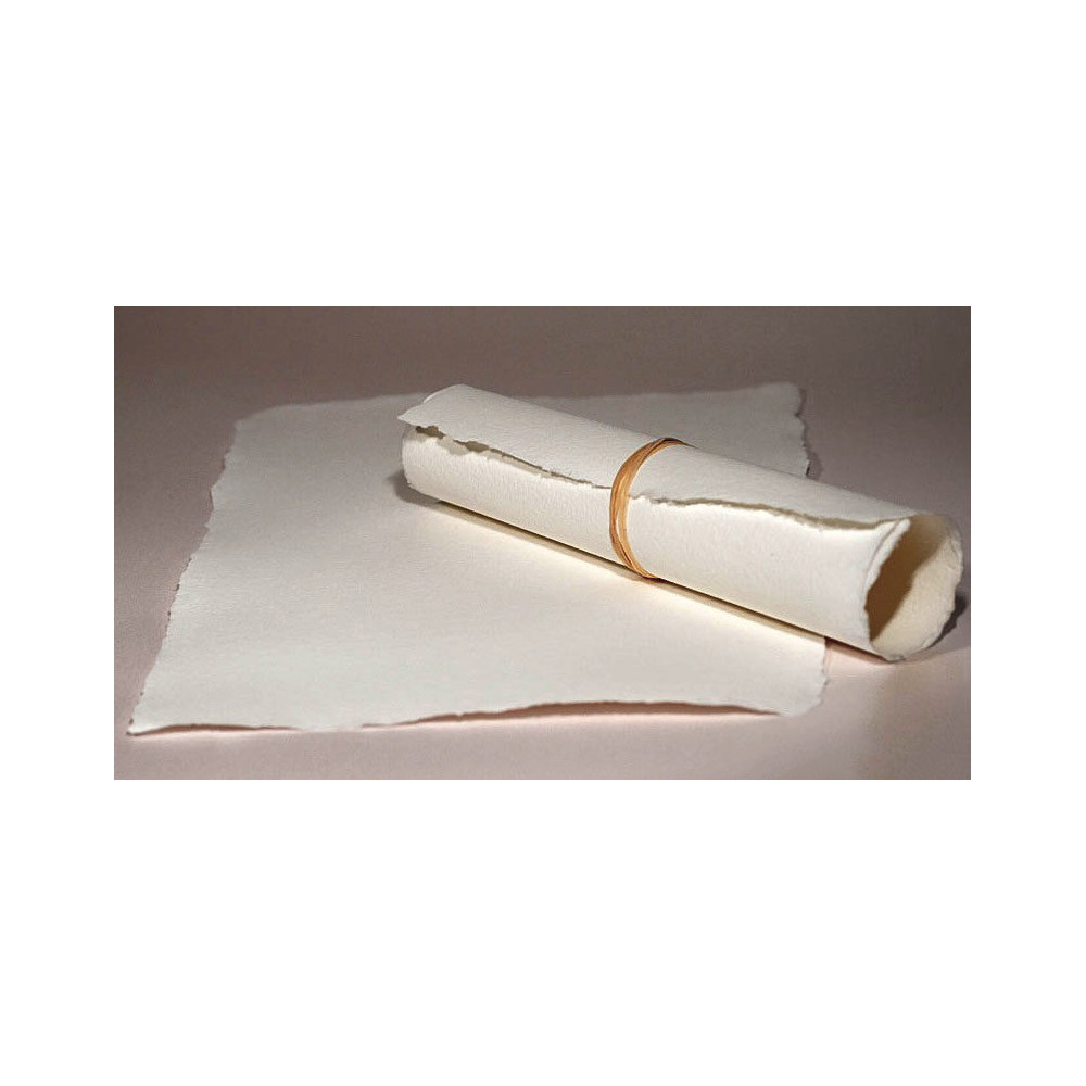 Papier czerpany - Kalander - biały, len, A4