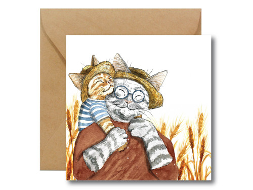 Kartka okolicznościowa - Hi Little - Dziadek Kot, 14,5 x 14,5 cm
