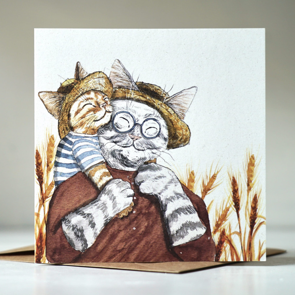 Kartka okolicznościowa - Hi Little - Dziadek Kot, 14,5 x 14,5 cm