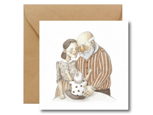 Greeting card - Hi Little - Grandma and Grandpa, 14,5 x 14,5 cm
