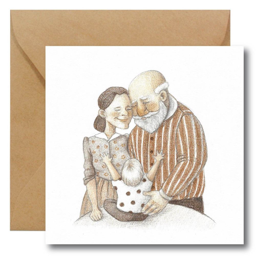 Greeting card - Hi Little - Grandma and Grandpa, 14,5 x 14,5 cm