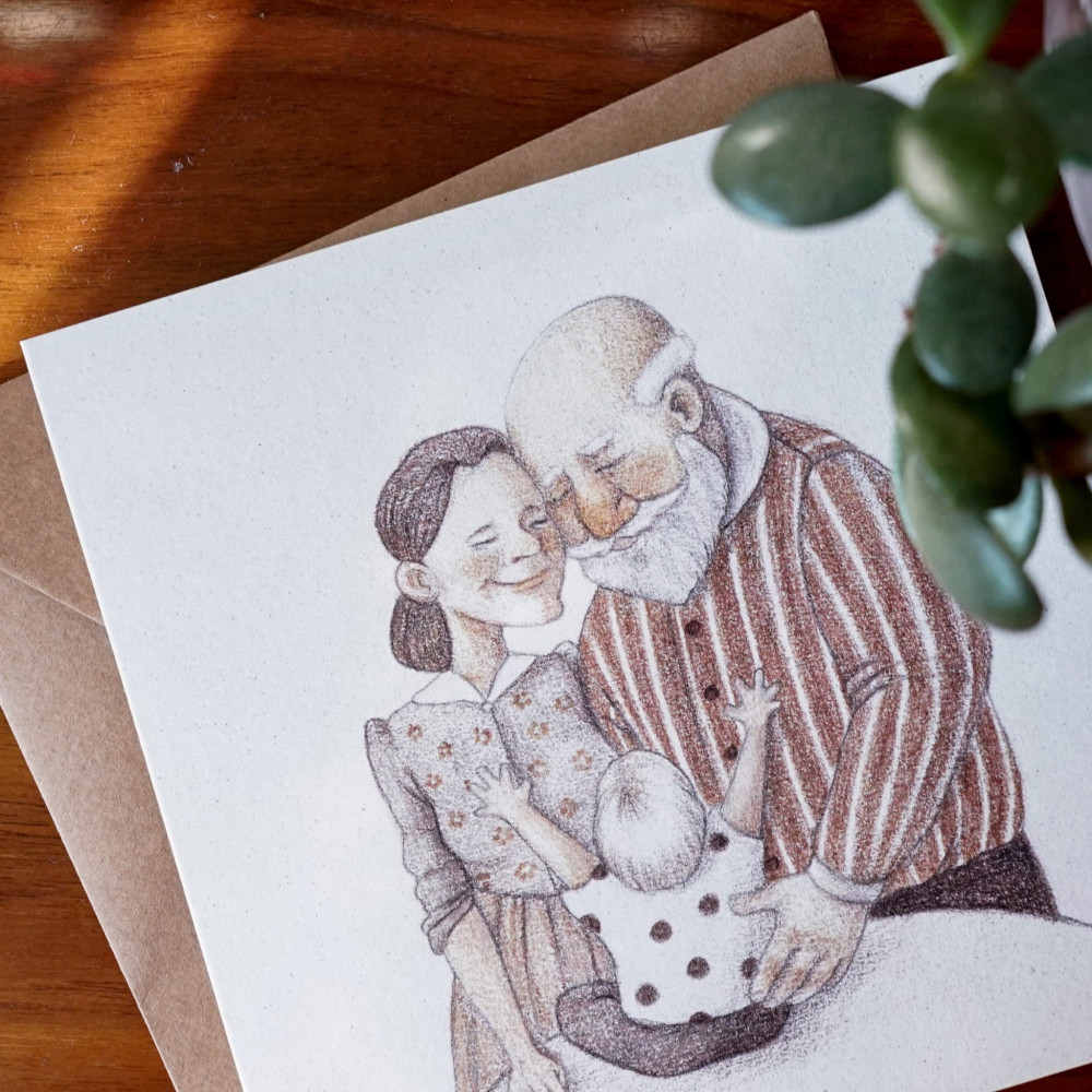 Greeting card - Hi Little - Grandma and Grandpa, 14,5 x 14,5 cm