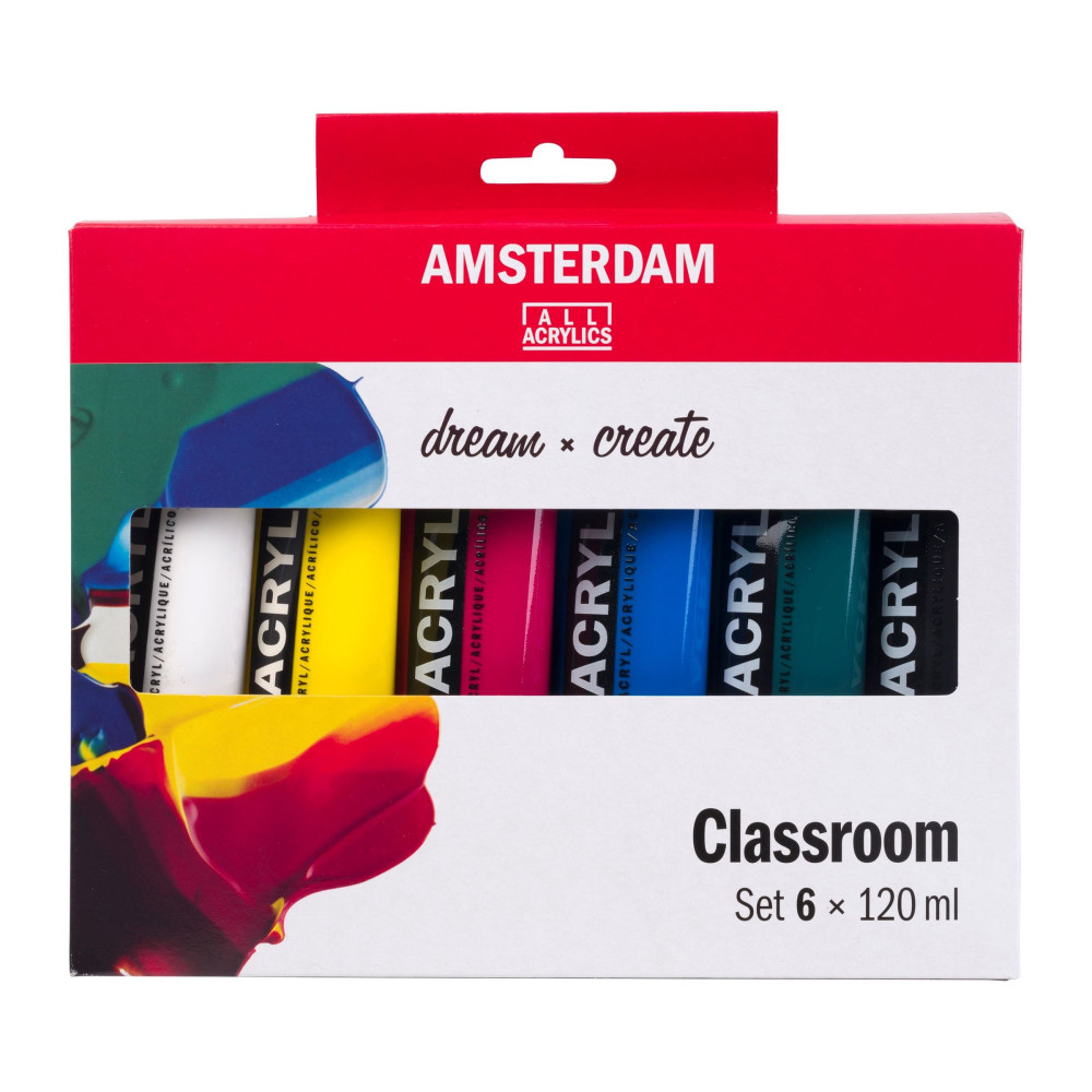 Zestaw farb akrylowych, Classroom - Amsterdam - 6 kolorów x 120 ml