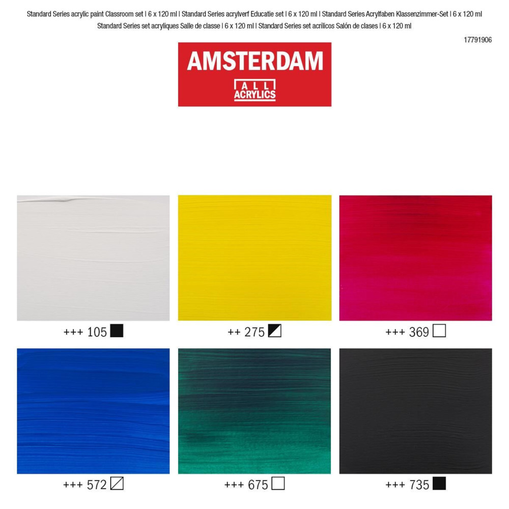Zestaw farb akrylowych, Classroom - Amsterdam - 6 kolorów x 120 ml