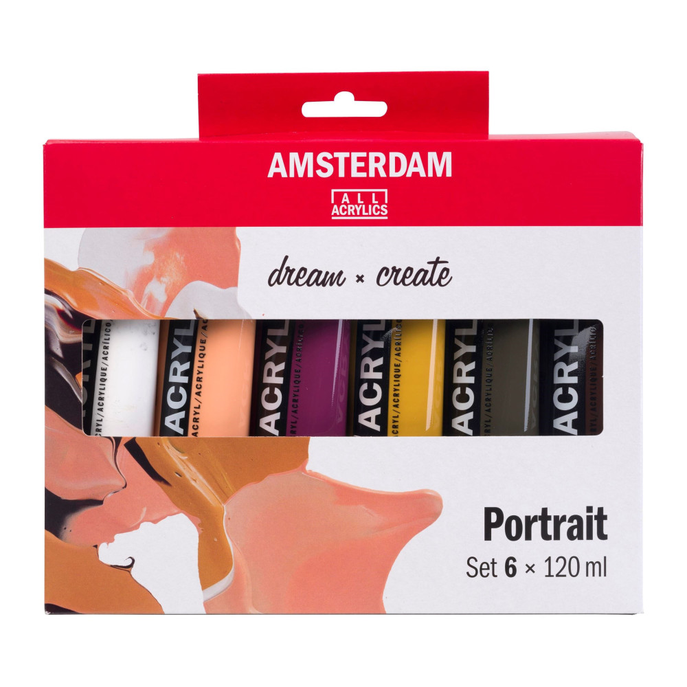 Zestaw farb akrylowych, Portrait - Amsterdam - 6 kolorów x 120 ml