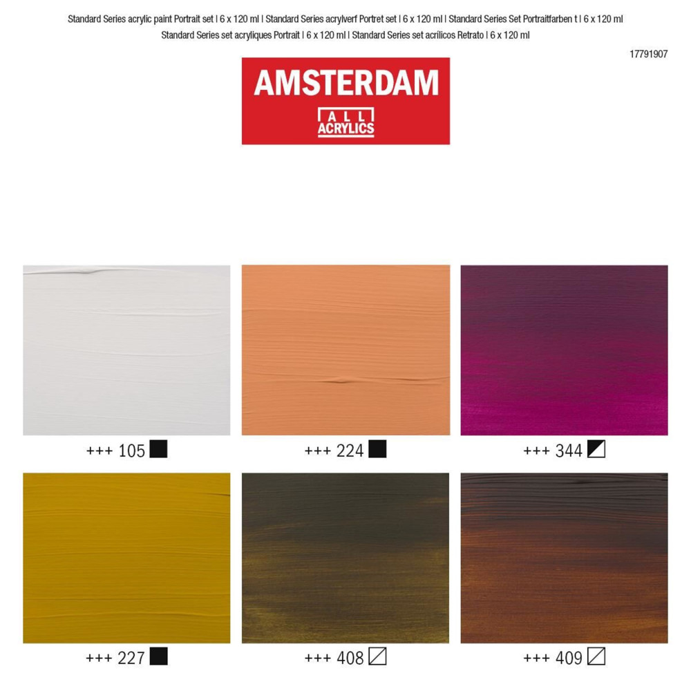 Zestaw farb akrylowych, Portrait - Amsterdam - 6 kolorów x 120 ml