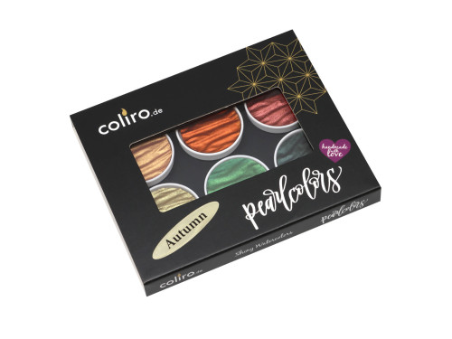 Set of watercolor paints, Autumn - Coliro Pearl Colors - 30 mm, 6 pcs.