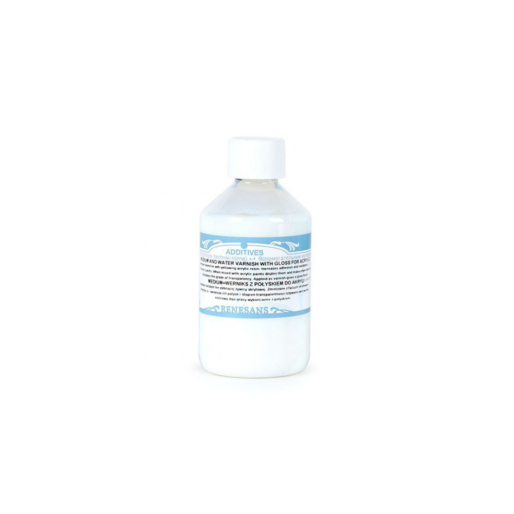 Werniks wodny do farb akrylowych - Renesans - połysk, 250 ml
