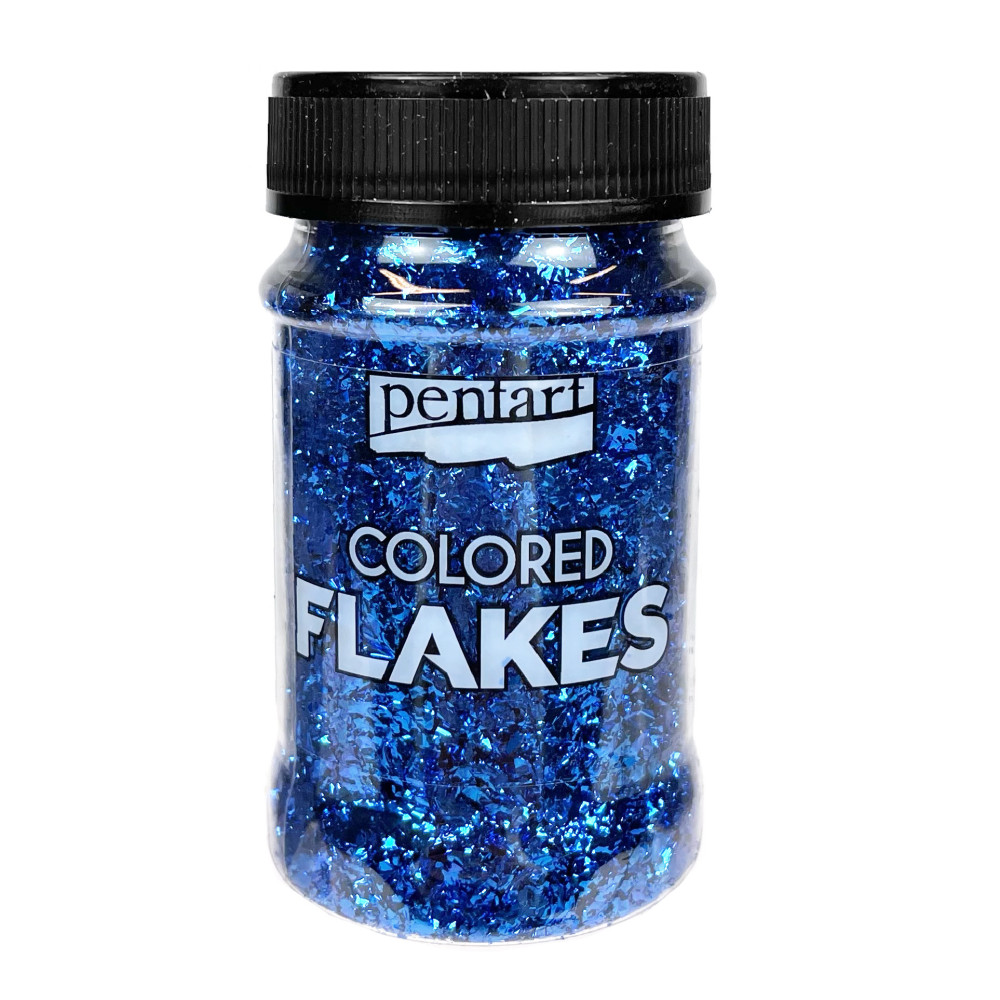 Folia do złoceń w płatkach Colored Flakes - Pentart - niebieska, 100 ml