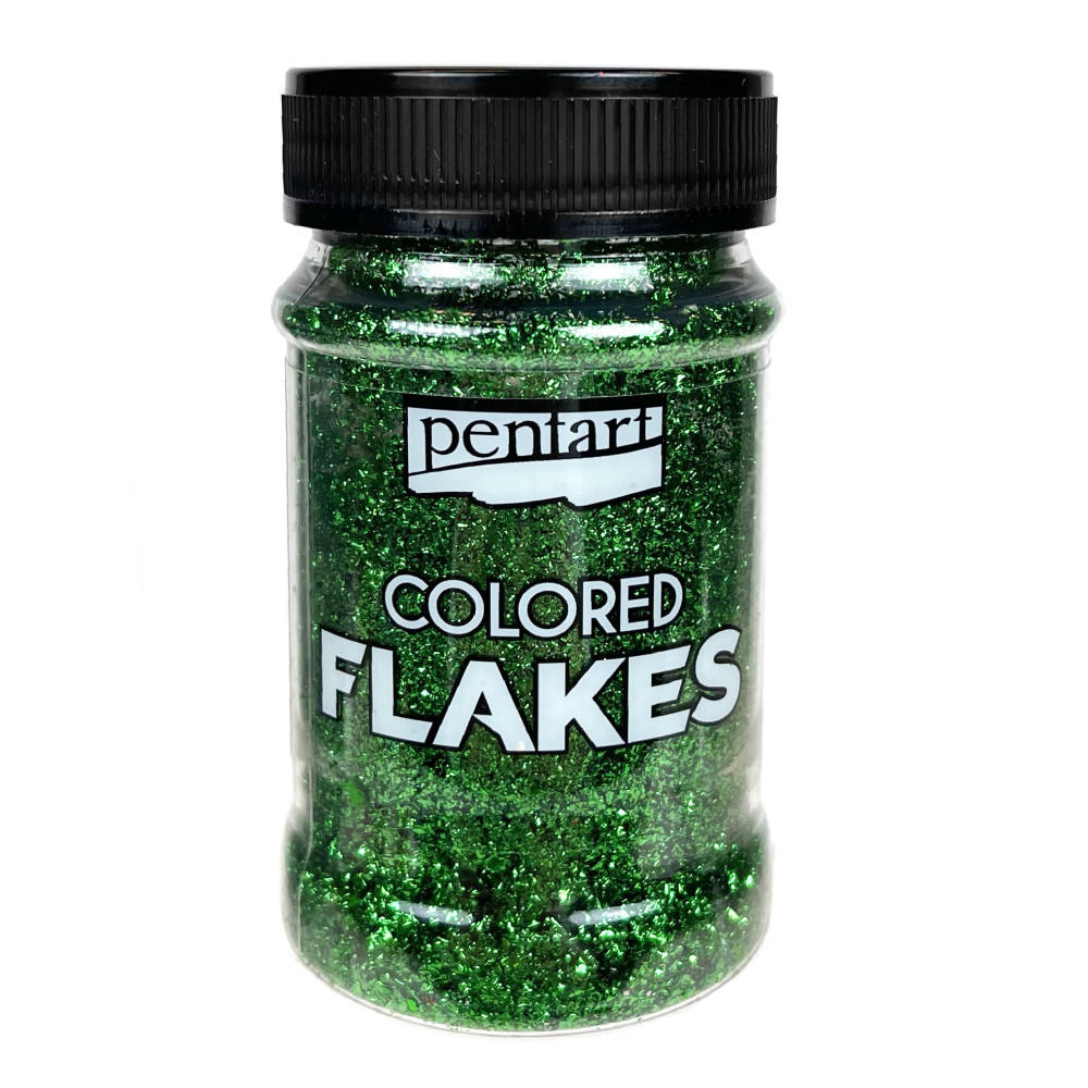 Folia do złoceń w płatkach Colored Flakes - Pentart - zielona, 100 ml