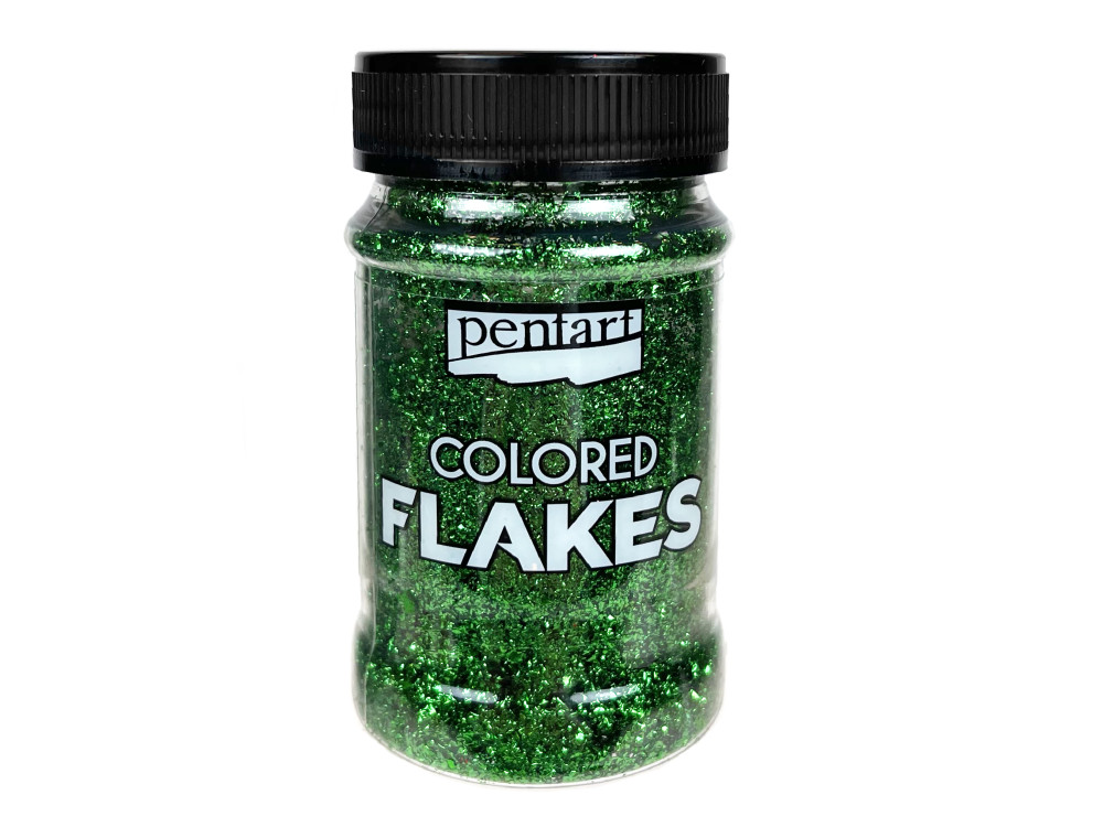 Folia do złoceń w płatkach Colored Flakes - Pentart - zielona, 100 ml