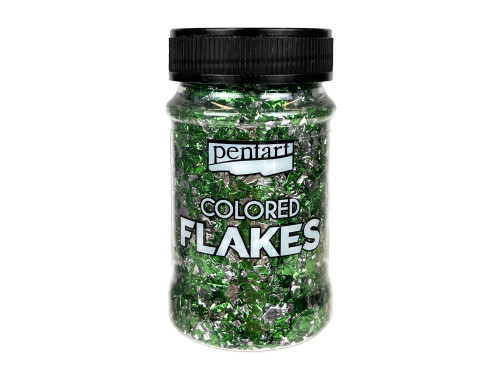 Decor foil Colored Flakes - Pentart - green and silver, 100 ml
