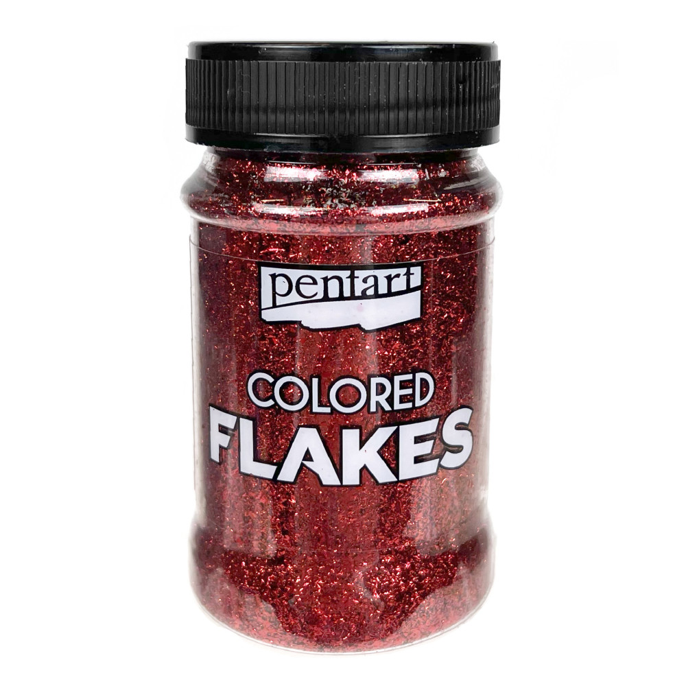 Folia do złoceń w płatkach Colored Flakes - Pentart - czerwona, 100 ml